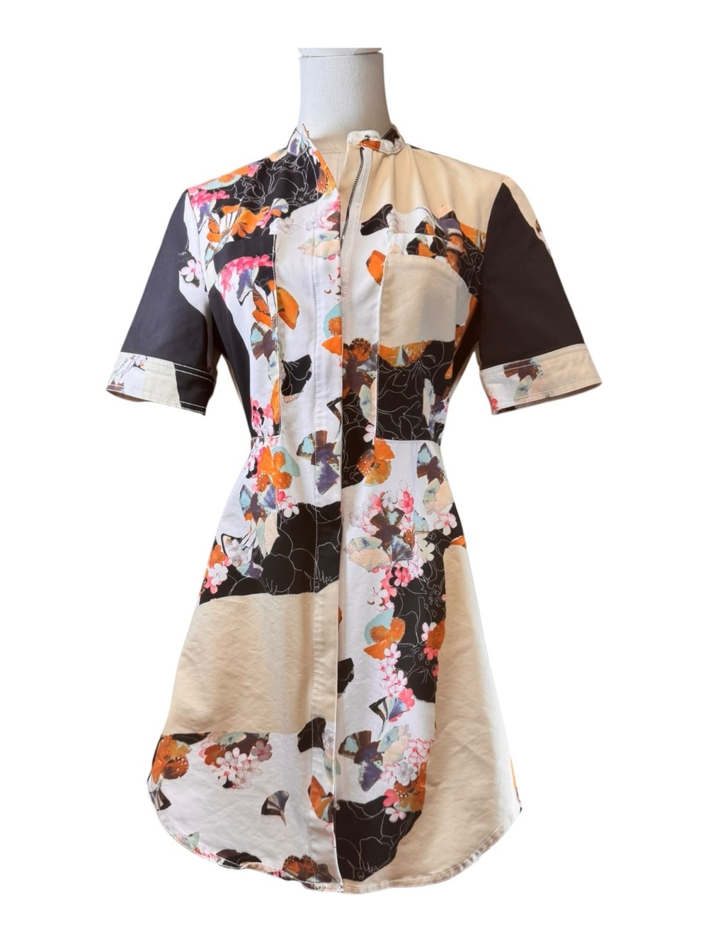 3.1 Phillip Lim for Target Floral Patchwork Asymmetric Zip Shirt Dress Size SP